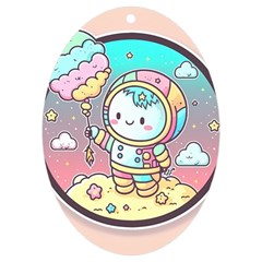 Boy Astronaut Cotton Candy Uv Print Acrylic Ornament Oval by Bedest