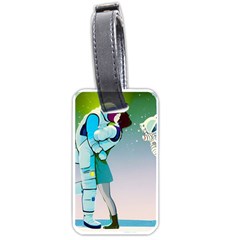 Astronaut Cat Retro Cute Alien Luggage Tag (one Side) by Bedest