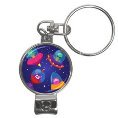 Cartoon Funny Aliens With Ufo Duck Starry Sky Set Nail Clippers Key Chain by Ndabl3x