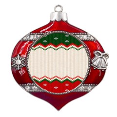 Merry Christmas Happy New Year Metal Snowflake And Bell Red Ornament by artworkshop