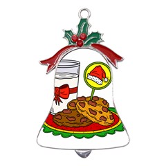 Milk Cookies Christmas Holidays Metal Holly Leaf Bell Ornament by Sarkoni