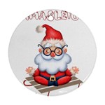 Santa Glasses Yoga Chill Vibe Round Ornament (Two Sides) Front