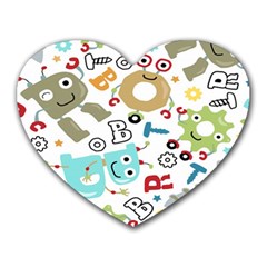 Seamless Pattern Vector With Funny Robots Cartoon Heart Mousepad by Hannah976