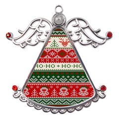 Ugly Sweater Merry Christmas  Metal Angel With Crystal Ornament by artworkshop
