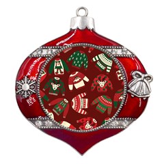 Ugly Sweater Wrapping Paper Metal Snowflake And Bell Red Ornament by artworkshop