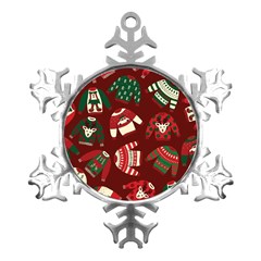 Ugly Sweater Wrapping Paper Metal Small Snowflake Ornament by artworkshop