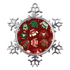 Ugly Sweater Wrapping Paper Metal Large Snowflake Ornament by artworkshop