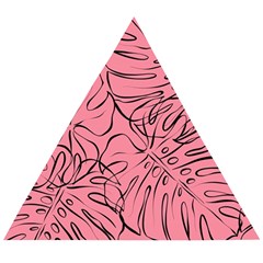 Pink Monstera Wooden Puzzle Triangle by ConteMonfrey
