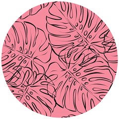 Pink Monstera Wooden Puzzle Round by ConteMonfrey