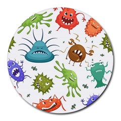 Dangerous Streptococcus Lactobacillus Staphylococcus Others Microbes Cartoon Style Vector Seamless P Round Mousepad by Ravend
