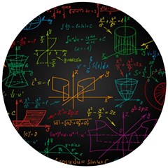 Mathematical Colorful Formulas Drawn By Hand Black Chalkboard Wooden Puzzle Round by Ravend