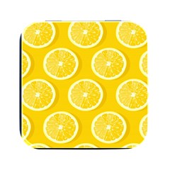 Lemon Fruits Slice Seamless Pattern Square Metal Box (black) by Ravend