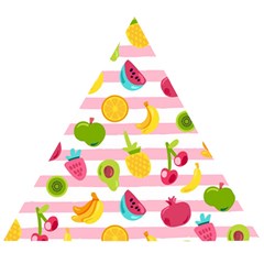 Tropical Fruits Berries Seamless Pattern Wooden Puzzle Triangle by Ravend
