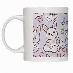 Seamless Pattern With Cute Rabbit Character White Mug by Apen