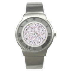 Seamless Pattern With Cute Rabbit Character Stainless Steel Watch by Apen