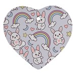 Seamless Pattern With Cute Rabbit Character Heart Ornament (Two Sides) Front