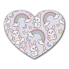Seamless Pattern With Cute Rabbit Character Heart Mousepad by Apen