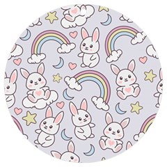 Seamless Pattern With Cute Rabbit Character Uv Print Acrylic Ornament Round by Apen