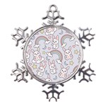 Seamless Pattern With Cute Rabbit Character Metal Large Snowflake Ornament Front