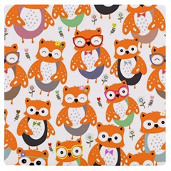 Cute Colorful Owl Cartoon Seamless Pattern Uv Print Square Tile Coaster  by Apen