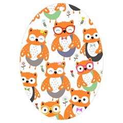 Cute Colorful Owl Cartoon Seamless Pattern Uv Print Acrylic Ornament Oval by Apen