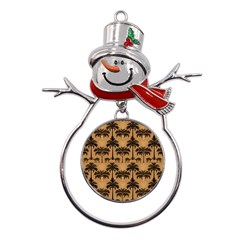 Abstract Design Background Pattern Metal Snowman Ornament by Jatiart