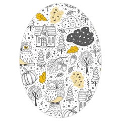 Doodle Seamless Pattern With Autumn Elements Uv Print Acrylic Ornament Oval by Ravend