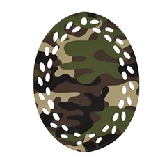 Texture Military Camouflage Repeats Seamless Army Green Hunting Oval Filigree Ornament (two Sides) by Ravend