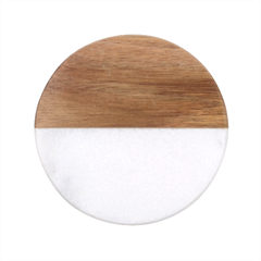 Blue-flower Classic Marble Wood Coaster (round)  by saad11
