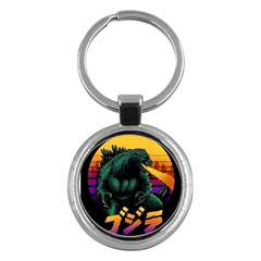 Godzilla Retrowave Key Chain (round) by Cendanart