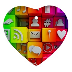 Colorful 3d Social Media Ornament (heart) by Ket1n9