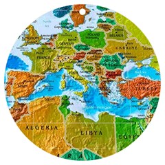 World Map Uv Print Acrylic Ornament Round by Ket1n9