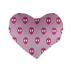 Alien Pattern Pink Standard 16  Premium Heart Shape Cushions by Ket1n9