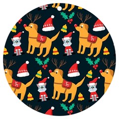 Funny Christmas Pattern Background Uv Print Acrylic Ornament Round by Ket1n9