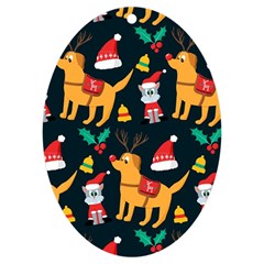 Funny Christmas Pattern Background Uv Print Acrylic Ornament Oval by Ket1n9