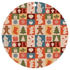 Cute Christmas Seamless Pattern Vector  - Uv Print Acrylic Ornament Round by Ket1n9