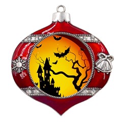 Halloween Night Terrors Metal Snowflake And Bell Red Ornament by Ket1n9