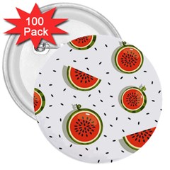 Seamless Background Pattern-with-watermelon Slices 3  Buttons (100 Pack)  by Ket1n9