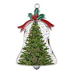 New Year S Eve New Year S Day Metal Holly Leaf Bell Ornament Front