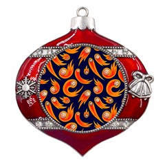 Space Patterns Pattern Metal Snowflake And Bell Red Ornament by Hannah976