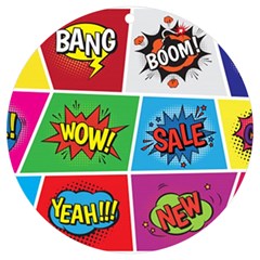 Pop Art Comic Vector Speech Cartoon Bubbles Popart Style With Humor Text Boom Bang Bubbling Expressi Uv Print Acrylic Ornament Round by Hannah976