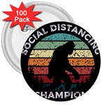 Monster Yeti Social Distance Monkey 3  Buttons (100 pack)  Front