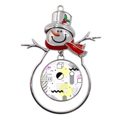Graphic Design Geometric Background Metal Snowman Ornament by Bedest