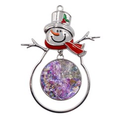 Abstract Pebbles Metal Snowman Ornament by kaleidomarblingart