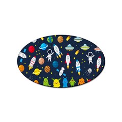 Big Set Cute Astronauts Space Planets Stars Aliens Rockets Ufo Constellations Satellite Moon Rover V Sticker (oval) by Bedest