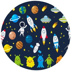 Big Set Cute Astronauts Space Planets Stars Aliens Rockets Ufo Constellations Satellite Moon Rover V Wooden Puzzle Round by Bedest