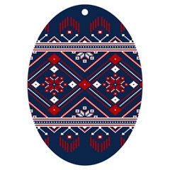Ukrainian Folk Seamless Pattern Ornament Art Uv Print Acrylic Ornament Oval by Bedest