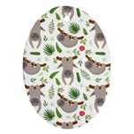 Seamless Pattern With Cute Sloths Oval Ornament (Two Sides) Back