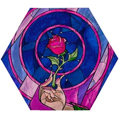 Enchanted Rose Stained Glass Wooden Puzzle Hexagon by Cendanart
