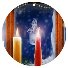 Christmas Lighting Candles Uv Print Acrylic Ornament Round by Cendanart